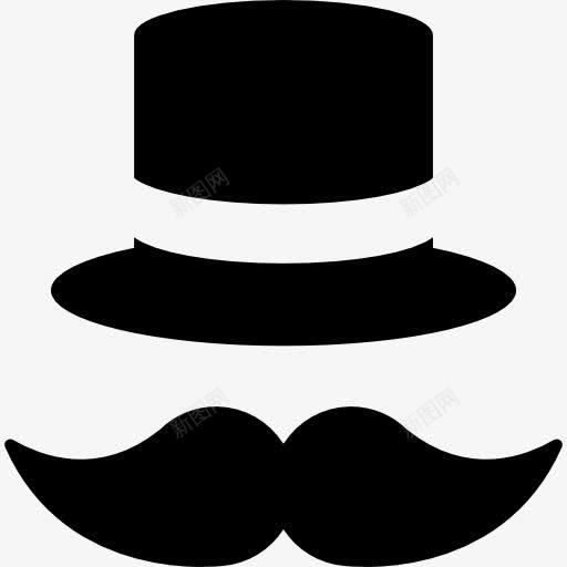 胡子和顶帽图标png_新图网 https://ixintu.com 帽子 时尚 服装 绅士礼帽 胡子