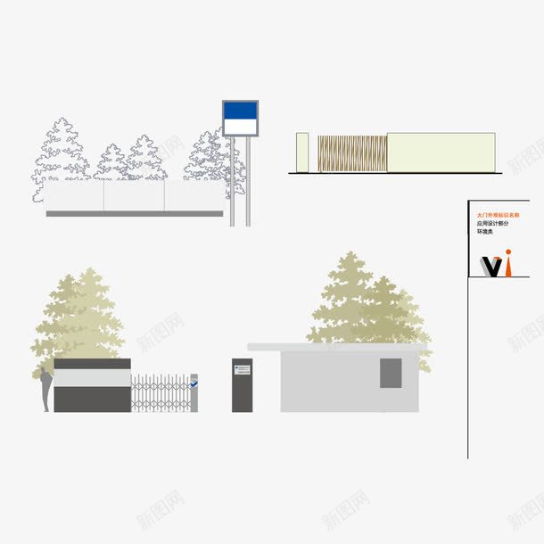 大门外观模板png免抠素材_新图网 https://ixintu.com VI素材 VI设计矢量素材 大门外观 广告设计 矢量图库 素材 经典实用