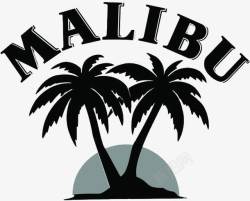 矢量椰树图标MALIBU酒LOGO图标高清图片