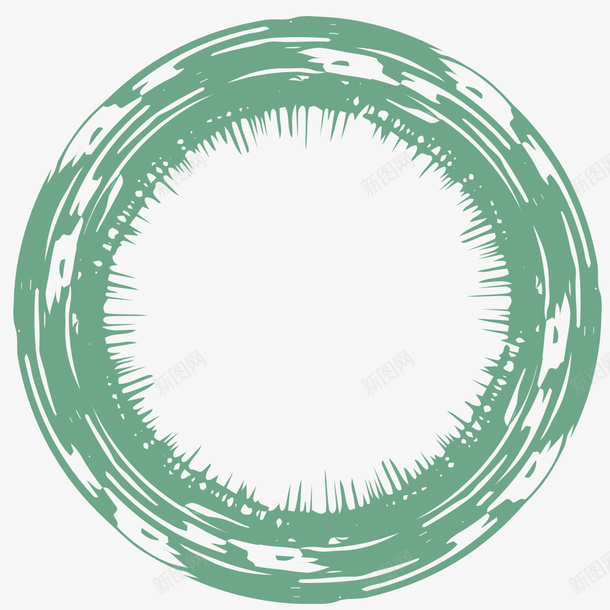 圆形边框png免抠素材_新图网 https://ixintu.com 几何体圆形 卡通图案 喷墨装饰 水墨风 绿色