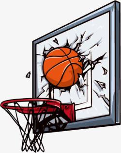 打碎击碎破碎的篮球架卡通图高清图片