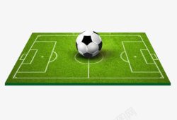 草地白线上的足球图片方形草坪上的足球高清图片