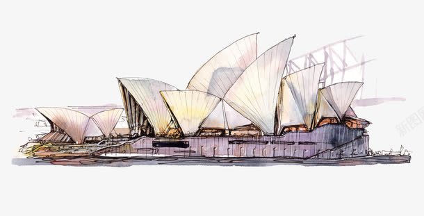 手绘悉尼歌剧院png免抠素材_新图网 https://ixintu.com 世界著名景点 欧洲风 歌剧院 澳大利亚大城市
