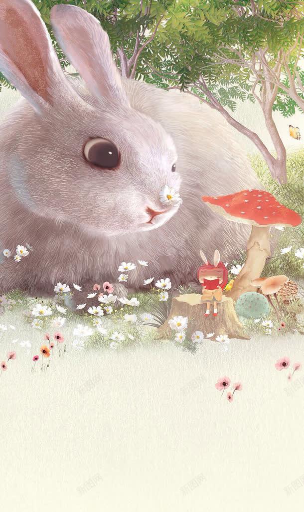 卡通可爱灰色兔子海报背景png免抠素材_新图网 https://ixintu.com 兔子 卡通 可爱 海报 灰色 背景