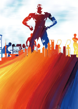 美发宣传kt板健身彩色剪影创意海报背景高清图片