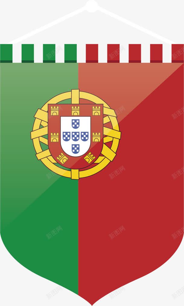 盾牌上的葡萄牙国旗图标png_新图网 https://ixintu.com 国旗 图案 渐变 盾牌 葡萄牙 葡萄牙国旗