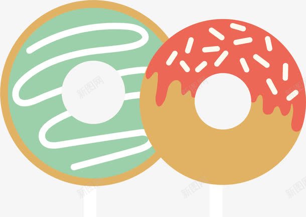 水彩甜甜圈食物png免抠素材_新图网 https://ixintu.com 卡通手绘 水彩 甜甜圈 绿色 美食 零食 食物