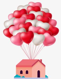 飞向空中的风筝简约浪漫婚庆气球飞屋高清图片