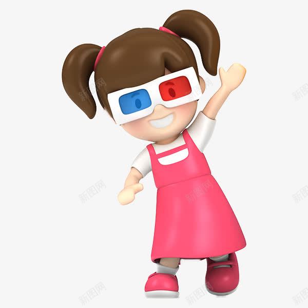 戴着3D眼镜的立体女孩png免抠素材_新图网 https://ixintu.com 3D眼镜 C4D 三维 儿童 卡通 可爱 女孩 立体