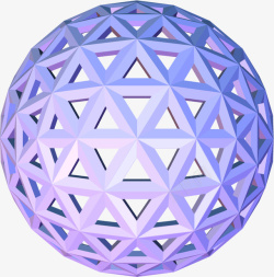 三角形格子紫色彩球立体几何素材