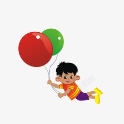 抓着气球手绘小男孩抓着两个大气球高清图片