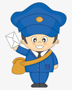 邮递工作卡通戴蓝色帽子的邮递员高清图片