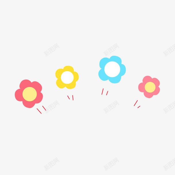 小花png免抠素材_新图网 https://ixintu.com 卡通 彩色 手绘 点缀 花朵 装饰