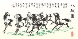 八骏图手绘八骏图背景高清图片