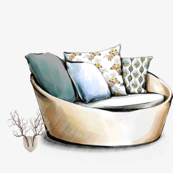 沙发椅子手绘创意手绘家具摆件沙发椅子高清图片