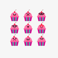 粉色包EMOJI纸杯蛋糕表情包矢量图高清图片