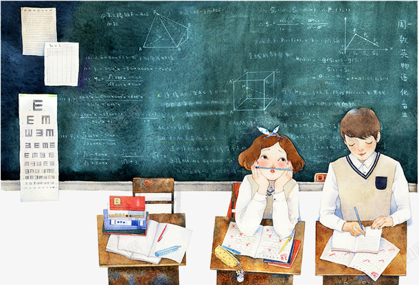 两个学生png免抠素材_新图网 https://ixintu.com 升学 后排 手绘 插画 教师