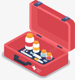 红色药箱红色打开的医疗药箱高清图片