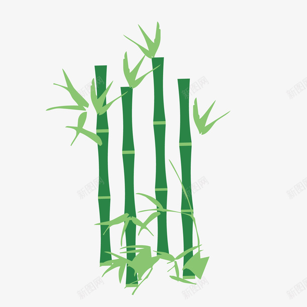 绿色竹子png免抠素材_新图网 https://ixintu.com 传统 扁平化 植物 渐变 生长 简笔画 纹理 绿色 自然 质感