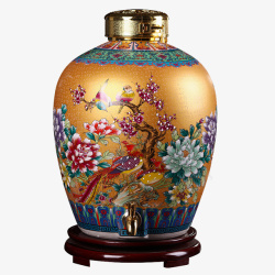 仿古陶瓷黄金贵族泡酒瓶高清图片