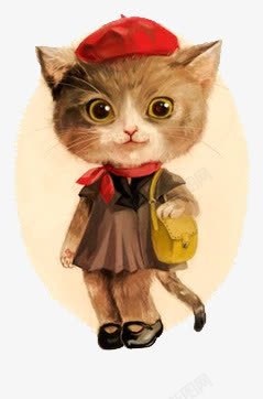 可爱桂花精灵素描手绘卡通小猫高清图片