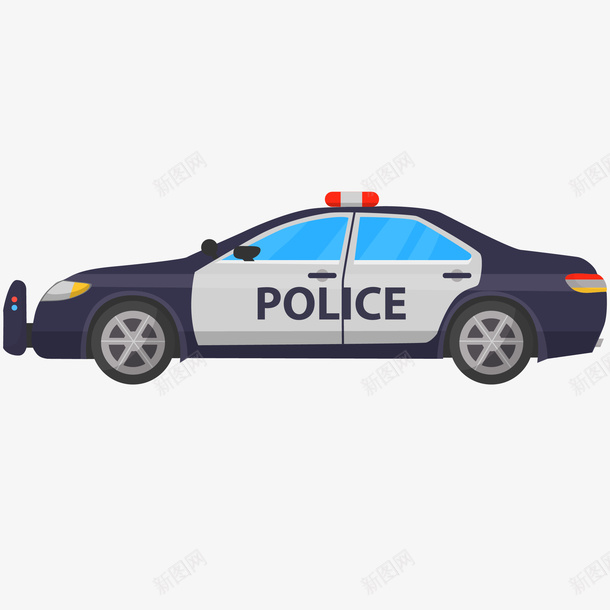 卡通警车矢量图ai免抠素材_新图网 https://ixintu.com 公安 卡通警车免抠PNG 小汽车 汽车 警察 警车 矢量图