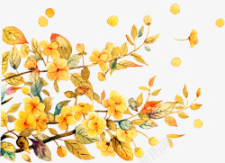 黄色的菊花搭配重阳节手绘水墨菊花高清图片