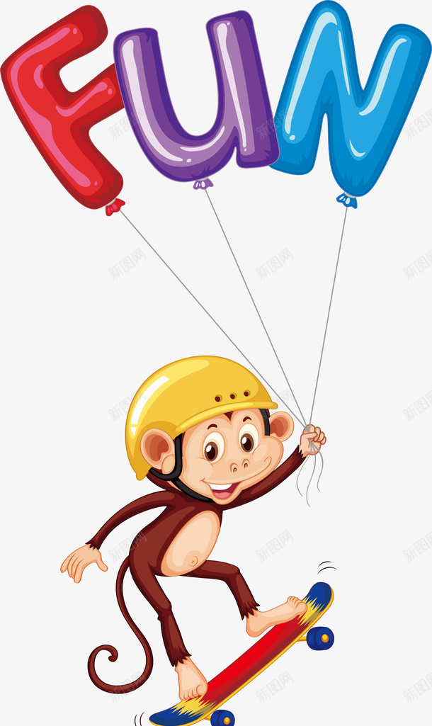 滑滑板的可爱猴子png免抠素材_新图网 https://ixintu.com fun 世界滑板日 可爱猴子 字母气球 开心 滑滑板