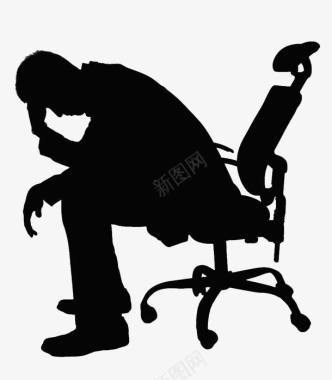 手绘剪影坐在椅子上焦虑的人图标图标