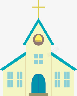 带有十字架的教堂黄色卡通婚礼教堂高清图片