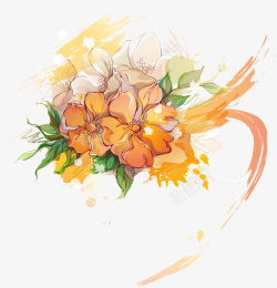 动感花朵一款怀旧风格手绘花卉矢量图高清图片