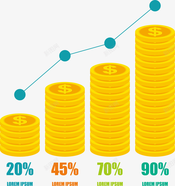 金钱上升图png免抠素材_新图网 https://ixintu.com 上升 卡通 增加 手绘 折线图 折线图符号 金钱 黄色