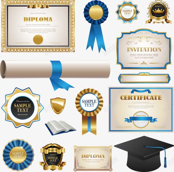 奖牌证书png免抠素材_新图网 https://ixintu.com 奖牌证书设计 矢量证书 荣誉证书 荣誉证书排版 证书 证书模板 边框证书