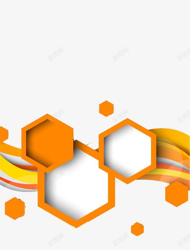 橙色艺术装饰png免抠素材_新图网 https://ixintu.com ppt 六边形 几何形 底纹 装饰