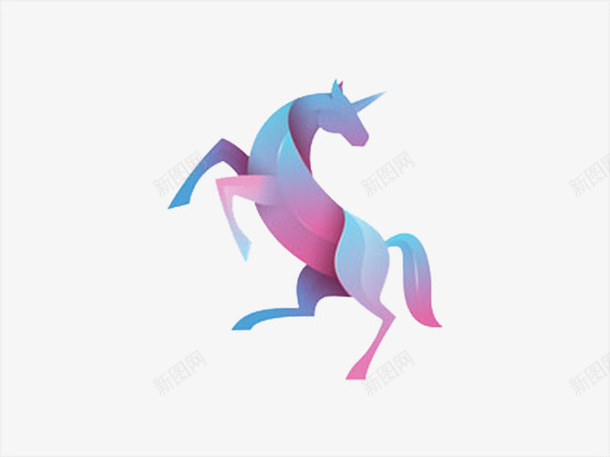 蓝粉色渐变动物图案图标png_新图网 https://ixintu.com logo设计 创意 大气