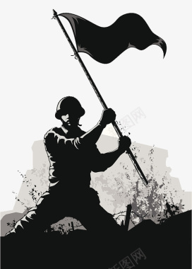 部队PPT士兵黑白剪影插图图标图标