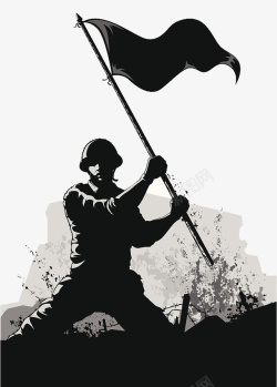 士兵PPT背景部队PPT士兵黑白剪影插图图标高清图片