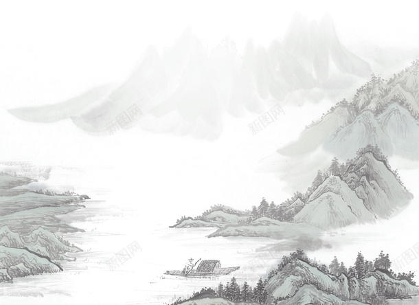 水墨画山水png免抠素材_新图网 https://ixintu.com 山水 水墨画