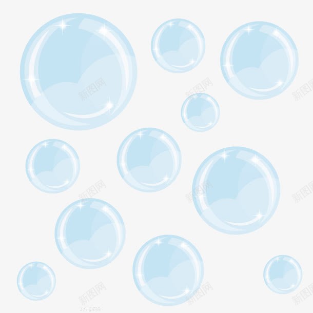 蓝色泡沫png免抠素材_新图网 https://ixintu.com 卡通 可爱 泡泡 肥皂泡