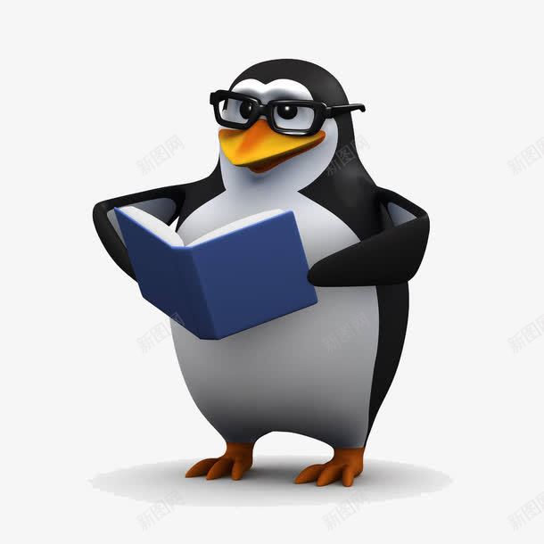 企鹅看书png免抠素材_新图网 https://ixintu.com 丰富知识 书 书模 卡通手绘 学习 学生上课 掌握 看书 知识 课本