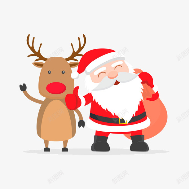 圣诞圣诞老人和麋鹿1png免抠素材_新图网 https://ixintu.com 卡通 圣诞老人 圣诞节 圣诞节老公公 背包袱的圣诞老人 背着包袱 麋鹿 麋鹿挂件