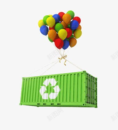 气球带动集装箱png免抠素材_新图网 https://ixintu.com 循环使用 绿色 节能