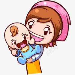 萌宝动员卡通妈妈抱宝宝高清图片