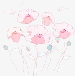 粉红花卉手绘花卉矢量图高清图片