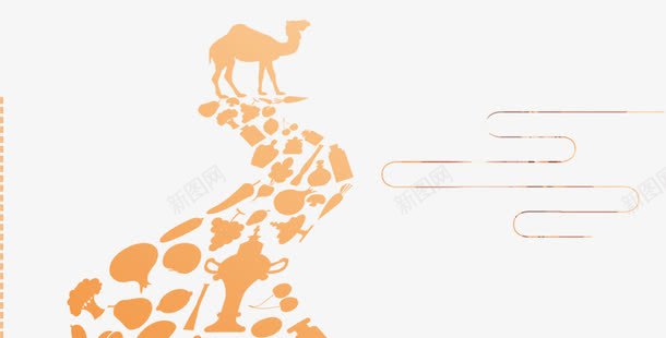 手绘骆驼和沙漠的一带一路装饰png免抠素材_新图网 https://ixintu.com 一带一路 丝绸之路 新丝绸之路 沙漠 路线 骆驼