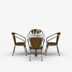 棕灰色欧式咖啡桌椅素材