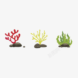 红珊瑚元素卡通海洋珊瑚藻矢量图高清图片