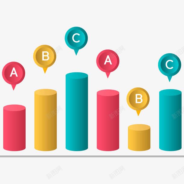 彩色圆柱信息图png免抠素材_新图网 https://ixintu.com 3D 信息图表 免抠PNG 分析 圆柱子 圆柱柱形图 彩色圆柱信息图设计 数据 柱形图 立体圆柱 英文字母