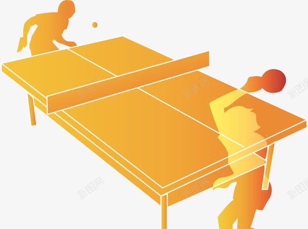 乒乓球剪影png免抠素材_新图网 https://ixintu.com AI 乒乓球 人物 奥运 橙色 运动