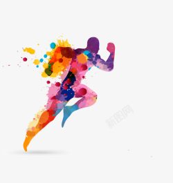 墙体装饰素材彩色喷绘奔跑男子高清图片